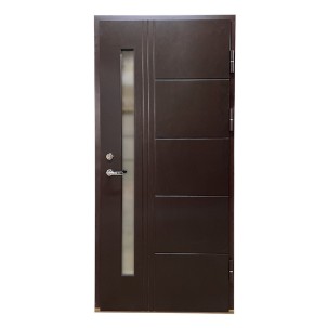 Vienvėrės lauko durys su stiklu, LSC T Rudo beržo spalvos , 980x2080 mm, dešinė