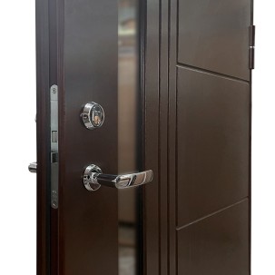 Vienvėrės lauko durys su stiklu, LSC T Rudo beržo spalvos , 980x2080 mm, dešinė