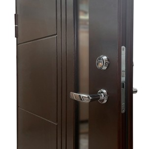 Vienvėrės lauko durys su stiklu, LSC T Rudo beržo spalvos , 980x2080 mm, kairė