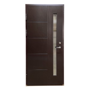 Vienvėrės lauko durys su stiklu, LSC T Rudo beržo spalvos , 980x2080 mm, kairė
