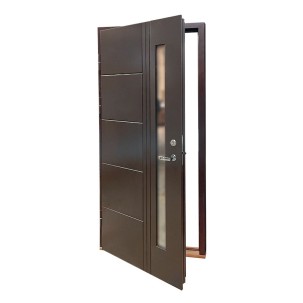 Vienvėrės lauko durys su stiklu, LSC T Rudo beržo spalvos , 980x2080 mm, kairė
