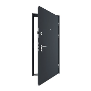 Vienvėrės metalinės durys, DSA3 RAL 7016 spalvos, RC3 klasės, su akute, 970x2090 mm, dešinė