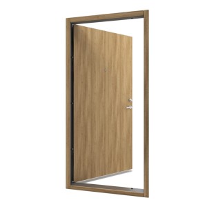 Vienvėrės buto durys, LYDER Šviesaus ąžuolo spalvos, priešgaisrinės, 860x2050 mm, dešinė