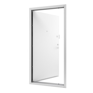 Vienvėrės buto durys, LYDER  Šviesaus ąžuolo spalvos, saugios su dviem užraktais, 860x2050 mm, dešinė
